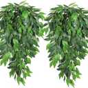 RECUTMS Artificial Hanging Willow Leaves Vine Twigs 2PC, Fake Silk Weeping Willows Leaf Plant Faux Italian Ruscus Greenery Indoor Outdoor Home Garden Wedding Arch Jungle Birthday Party Spring Decor