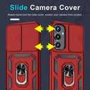 2 x Janmitta Compatible with Samsung Galaxy A35 5G Case Built in Slide Camera Lens Cover+Screen Protector+Finger Ring Holder Kickstand,Heavy Duty Shockproof Full Body Phone Cover,2024 Red