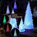 BESPORTBLE 3pcs Acrylic Led Christmas Trees Set with Colorful Glowing Lights Battery Operated Tabletop Holiday Decor for Home Party White