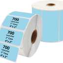 4 x 2 Inches Desktop Thermal Transfer Labels, Blue Color, Ribbon Required, 1 Inch Core, 700 Labels/Roll- 2 Rolls/Case, Perforated, for Desktop Thermal Transfer Printers
