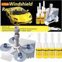 2 x CLAMPER Windshield Crack Repair Kit, Windshield Repair Kit for Chips and Cracks, 4 Pcs Car Glass Repair Kit, Cracks Gone Glass Repair Kit Automotive Quick Fix for Chips, Cracks, Bullseyes (Yellow)