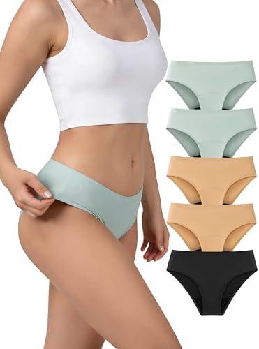 TIICHOO Period Underwear for Women Seamless Period Bikini Regular Absorbency Leakproof Underwear, S