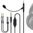 GEEKRIA Boom Mic Cable Compatible with Sennheiser HD 620S/599/598/505, 2.5mm Jack Nylon Braided Replacement Cord with Boom Microphone and Volume/Mute Control for Gaming & Meeting (5.6ft)