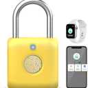 Pothunder Fingerprint Padlock, Smart Padlock, Locker Lock, Fingerprint Lock with APP Unlock, USB Rechargeable, Suitable for Gym Locker, Locker(Lemon Yellow)