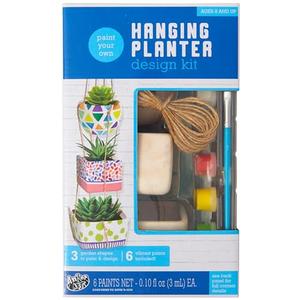 Anker Play Products Paint Your Own Hanging Planter Design Kit - Kid's Custom Paint Design Planter Set - Includes 3 Ceramic Planters, 6 Ceramic Paints, Brush & 13 Ft of Rope