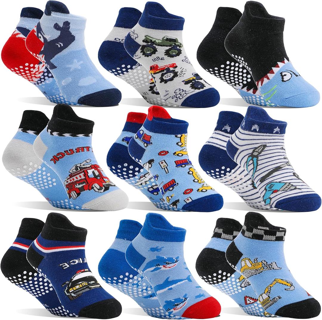 Welwoos Baby Girls Boys Toddlers Grips Socks Kids Non Slip Anti Skid Ankle Cotton No Show Socks with Grippers