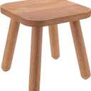 Wooden Step Stool for Adults, Kitchen Stepping Stools with Four Assembled Legs and Non-Slip Pads, Portable One Step Foot Stool Sitting Stool for Bathroom, Living Room, Bedroom (Walnut Color)