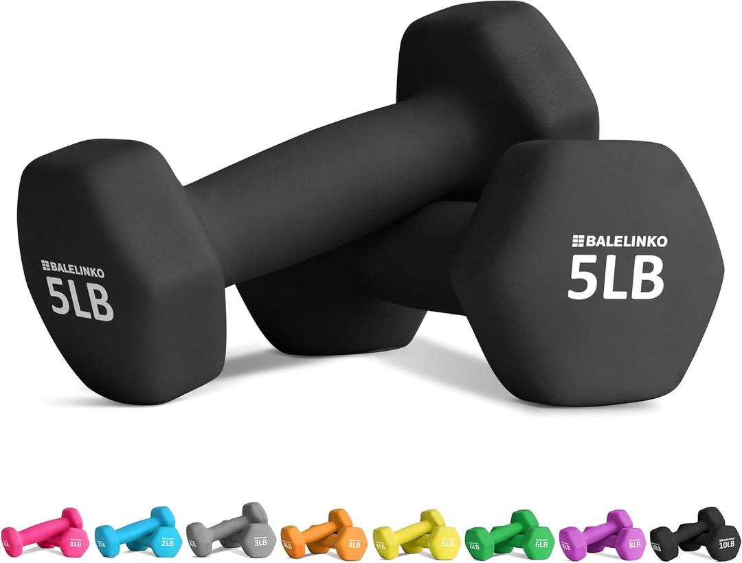 Balelinko Home Gym Equipment Workouts Strength Training Weight Loss Pilates Weights Yoga Sets Free Weights for Women, Men, Seniors and Youth, 5LB Black, 1Pc
