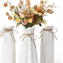 White Ceramic Vase,Modern Ceramic Vases Set of 3,White Tall Flower Vases for centerpieces,Rustic Farmhouse Boho Vase for Table Living Room Bathroom Kitchen Shelf Bedroom Office Party
