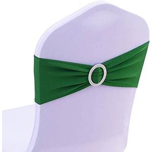 100 Pack Spandex Dark Green Chair Sashes for Wedding Stretch Chairs Bows Bands with Buckle for Party Birthday Banquets Engagement Christmas Events Decorations (Dark Green)