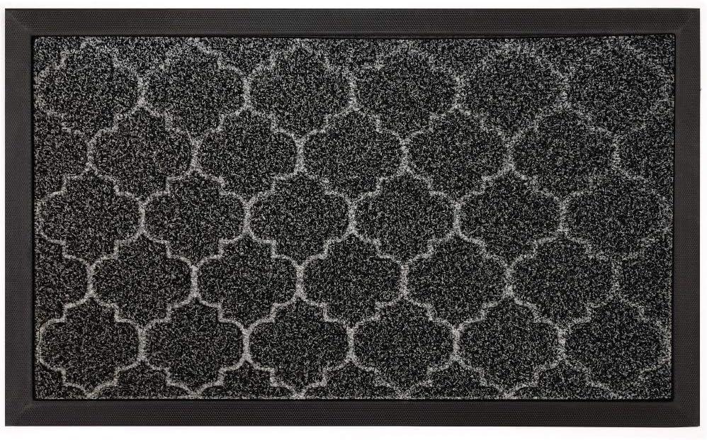 GRIP MASTER Durable Tough Natural Rubber Doormats, 29x17 Size, Waterproof Boots Scraper Mats, Commercial Heavy Duty Indoor Outdoor Door Mat for Winter Snow, Low-Profile Easy Clean, Gray Quatrefoil