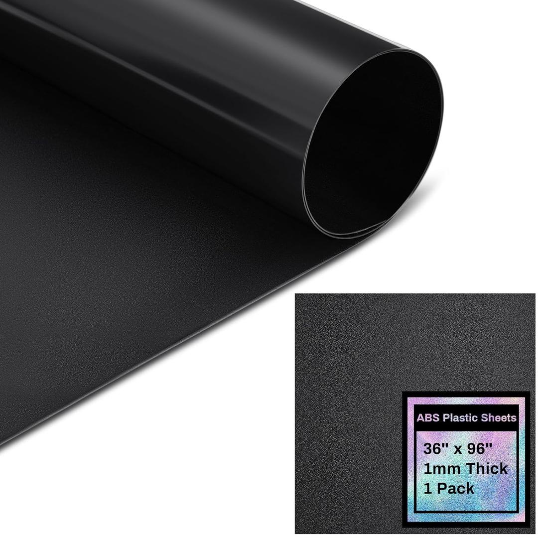 Frienda 1 Pack 36" X 96" X 1mm ABS Black Plastic Sheet Two Sided Textured Thick DIY Materials Flexible Moldable Plastic Panel for DIY Home Decor, Automotive, Industrial, Handcrafts