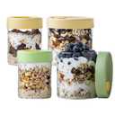 Overnight Oats Containers with Lids, 22oz & 16 oz Glass Jars with Airtight Lids, Wide Mouth Overnight Oats Jar, Salad Meal Prep Jars for Food Storage Yogurt & Cereal (4PCS)
