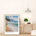 sea Abstract Wall Art Oak Wood Beach Frame Wall Art, 8X10 inch Spanish Retro Travel City Poster Canvas Print, Classic City Landmark, Suitable Bedroom for Living Room