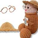 3 x AicooFest Funny Emotional Support Crocheted Stuffed Plush Toy Gift with Positive Message, Cute Birthday Memorial Day Gift.
