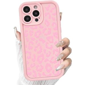 2 x NITITOP Compatible with iPhone 12 Pro Max Case Cute Stylish Leopard Print Design for Women Girls Men Artistic Soft TPU Shockproof Protective Full Camera Protection Cover - Pink