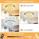 24" Modern Crystal Dimmable Chandeliers for Living Room LED Chandeliers Flush Mount Ceiling Light Fixture Dining Room Bedrooms Silver