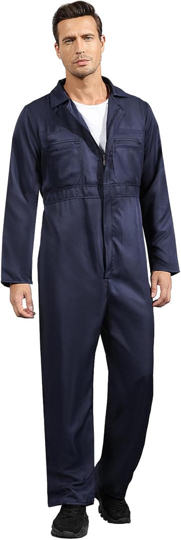 Navy Blue Jumpsuit for Men,Adult Coveralls Costume (Blue, L)
