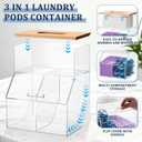 Juexica 3 in 1 Laundry Pods Container & Dryer Sheet Holder & Fragrance Beads Dispenser with Bamboo Lid Acrylic Dishwasher Pods Container Laundry Room Organization Storage for Room Kitchen Home