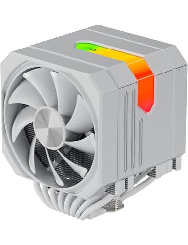 CPU Air Cooler with 8X6mm Heat Pipes,Dual 120mm Fan ARGB CPU Cooler 1600rmp,CPU Cooler AMD AM5/AM4/AM3 Series,CPU Air Cooler 6.22’’ Height Compatible with Intel LGA 1851/1700/1150/1155/2011(White)