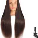 Hairingrid 26"-28" Mannequin Head for Hair Styling Training - Manikin Cosmetology Doll With Synthetic Fiber Hair and Free Clamp Holder (Brown)
