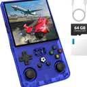 R36MAX Handheld Game Console, Retro Gaming Console with 4000mAh Battery 4.0IPS Screen, Open Source Linux System, with 64GB TF Card Portable Video Gaming Console, Transparent Blue
