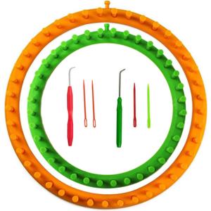 S & E TEACHER'S EDITION 2 Pack Round Knitting Loom Set, DIY Knitting Craft Kit, 9.5 Inch & 11.5 Inch Diameter for Woman & Man Hat Knitter(2 Round Loom).