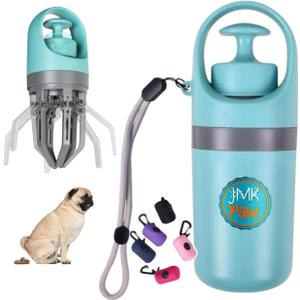 Pooper Scooper for Dog Portable Dog Poop Holder with Waste Bag Pouch, Doggy Yard Trash Picker Upper, Small & Large Dogs Poop Scoop with Claw Pickup Tool, Travel Pet Accessories for Walking
