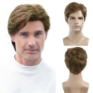 Baruisi Mens Wigs Short Light Brown Wig Synthetic Heat Resistant Natural Halloween Cosplay Hair for Male
