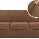 H.VERSAILTEX High Stretch Sofa Slipcover 4 Piece Cover Velvet Furniture Protector Form Fit Thick Velvet Extra Large Sofa Cover for 3 Cushion Couch Width Up to 97 Inch (Large Sofa, Caramel)