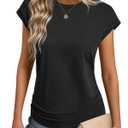 GKBK Womens Summer Tops Ruched Cap Short Sleeve Tshirts Business Fashion Trendy Clothes Outfits Coral S (Black, S)