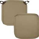 Easy-Going Patio Cushion Covers 27x25x5 Inch 2 Pack, Linen Look Outdoor Water Resistant Chair Seat Cushion Slipcover with Zipper for Outdoor Furniture, Covers Only! Khaki
