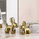 Ceramic Balloon Dog Statues Gold Home Decor Modern Decorative Ceramic Animal Statues Ornaments for Living Room Bedroom Office Desktop Cabinets Cute Dog (Medium)