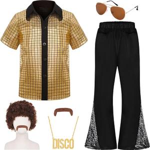 Kid's 70's Disco Outfit Retro 70s Kids Costume for Adults Perfect 70's Theme Clothes for Parties 8-10 years