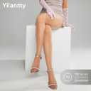 Yilanmy Womens Glitter Sheer Tights Sexy Sparkly Tights Shiny Shimmer Elastic High Waist Pantyhose Transparent 2 Pairs (Beige, L)