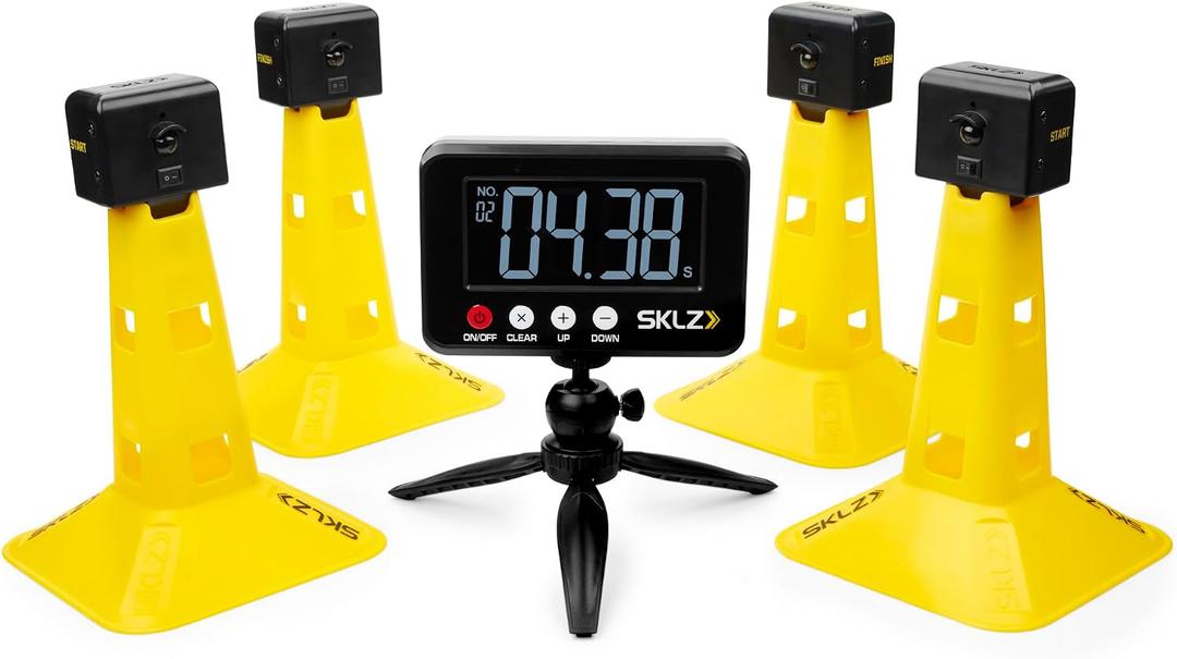 SKLZ Speed Gates Electronic Sprint Timer System, Measures Up to 20 Yards, Records 50 Times, Sensor-Based Start and Finish Gates for 20-Yard Dash and Speed Training, Indoor and Outdoor Use
