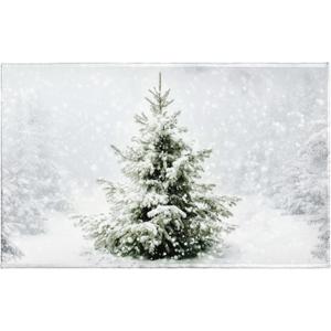 Winter Snowy Pine Tree Bath Rug Xmas Tree Bath Mat 20x32 Inch White Bathroom Plush Rug Extra Soft Absorbent Rug Non Slip Doormat for Bathroom Entryway Living Room (1'8" x 2'8" (Rectangular))