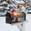 3PCs Winter Christmas Mailbox Covers Magnetic Standard Size, 21x18 Inch Santa Cardinal Snow Letter Box Cover Sets, Waterproof Holiday Mail Box Wraps Yard Garden Decorations