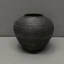 Rustic Black Ceramic Vase with Textured Finish, Large Round Terracotta Vases for Farmhouse Home Decoration, Wide Mouth Vintage Pottery Vases for Living Room, Kitchen, Table Centerpieces (Small)