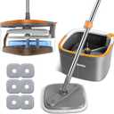 Mop and Bucket, Spin Mop with Separate Dirty Water System, Deep-Cleaning Mops for Floors, Versatile Mops for Walls