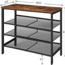 HOOBRO Shoe Rack for Entryway, 4-Tier Shoe Organizer with Adjustable Mesh Shelves, 12-16 Pairs of Shoes, Spacious Floor Mount, Metal, Industrial, Shoe Shelf for Closet, Rustic Brown BF42XJ01