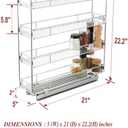 OCG 4-Tier Pull Out Kitchen Cabinet Spice Rack Holder Shelves (5" W x 21" D), Slide Out Slim Storage Wire Baskets for Storage Organization, Narrow Pull Out Storage for Narrow Space