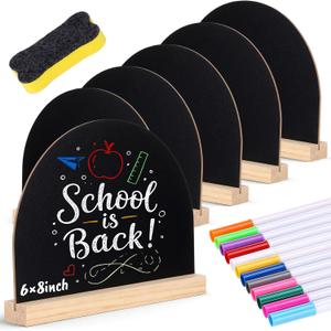 Novabright 6 Piece Mini Chalkboard Signs with Stand 6 x 8 Inch for Table Decorations with Chalkboard Pens and Eraser for Restaurant Food Display Message Boards Party Decorations
