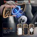 BENTOBEN Magnetic for iPhone 17 Pro Max Case 6.9" 2025, Cute Luxury Curly Wavy Bumper [Compatible with Magsafe] [Full Camera Protection] Slim Shockproof Protective Girls Women Phone Cover, Black/Gold