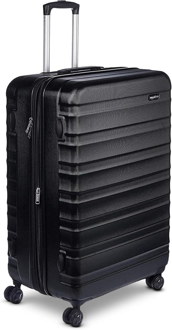 Amazon Basics 30" Hard side Large Checked Luggage, Hard shell Suitcase With Four Multi-directional Wheels, Expandable For Up to 15% More Space, Scratch-Resistant Shell, Black