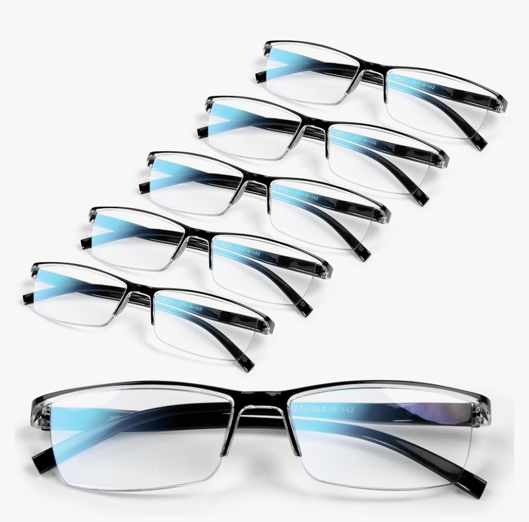 6 pack Executive Style Reading Glasses Men - Durable Readers with 99% Blue Light Blocking - Comfortable Fit with TR90 Frames +2.5