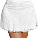 Avidlove Mini Skirts for Women Sexy Lace Y2K Skirt Pleated High Waist A Line Ruched Womens Mini Skirt(White,X-Large)