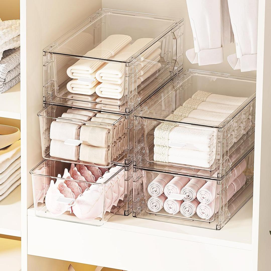 4 pack clear Drawer-Type Plastic Storage Box Bins OrganizerFamily First Aid Kits Medicine cabinet Box Organizer,Closet ShelfOintments, Adhesive BandagesCosmetics,Office Items (clear, ZZ4L)
