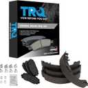 TRQ Front and Rear Ceramic Brake Pad Set Compatible with 2012-2018 Toyota Yaris L 2012-2018 Yaris LE 2007-2011 Yaris