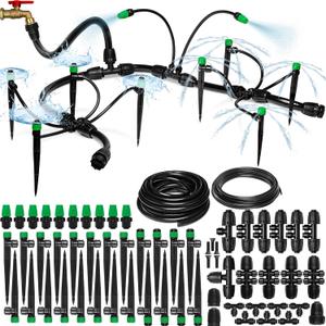 CARPATHEN Drip Irrigation System - Adjustable Quick Connect Irrigation System for Gardens up to 131 ft, Raised Beds - Complete Garden Watering System - 1/4 Emitters, 1/2" and 1/4" Tubing and Connectors